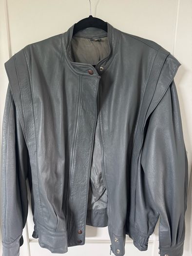 Vintage Grey Leather Jacket Size 40