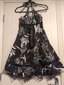 beautiful black floral halter neck dress