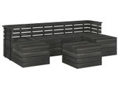 7 Piece Garden Pallet Lounge Set Solid Pinewood Dark Grey