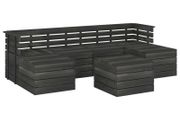 7 Piece Garden Pallet Lounge Set Solid Pinewood Dark Grey
