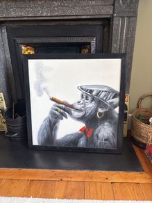Chimpanzee Cigar Painting (Canvas)