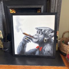 Chimpanzee Cigar Painting (Canvas)
