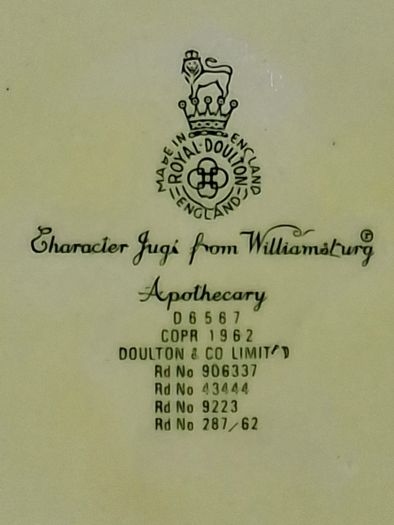 Old 1962 Large Royal Doulton Character Mug from the Williamsburg series,