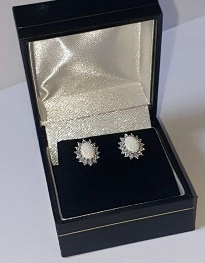 Vintage Hallmarked Silver Opal & Sapphire Clusters
