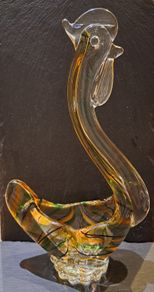 Vintage Heavy Art Glass Chicken Bowl