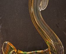 Vintage Heavy Art Glass Chicken Bowl