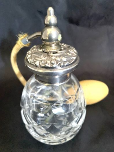 Vintage Art Nouveau Style Silver Topped Crystal Perfume Atomiser