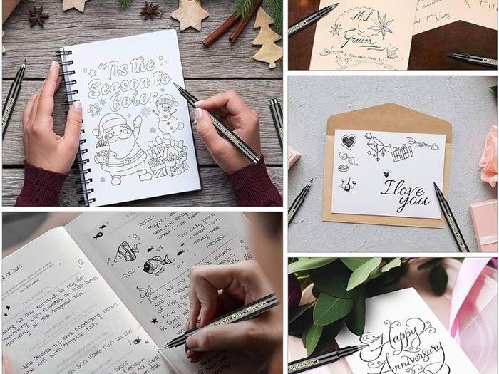 Calligraphy Pens Calligraphy set for Beginners Brush Pens - APOGO 6 Pack Caligraphy Beginners set Caligraphy Pens for Writing, Calligraphy Book, Bullet Journal Accessories, Black Pen Art Writing pens
