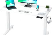 NEW SALE | Height Adjustable Electric Standing Desk - 100x60 cm Stand Up Table Desk Thick Splice Board, Smart Control Panel 3 Memory Heights, Anti-Collision System, Sit Stand Desk for Home Office