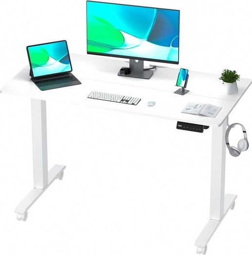NEW SALE | Height Adjustable Electric Standing Desk - 100x60 cm Stand Up Table Desk Thick Splice Board, Smart Control Panel 3 Memory Heights, Anti-Collision System, Sit Stand Desk for Home Office