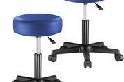 Set of 2 Rolling Stools Height Adjustable with Wheels 46 - 60 cm Seat Height 10 cm Padding