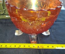 1920s Marigold Carnival Glass Bowl a Thistle and Thorn design, possibly manufactured by Sowerby Glass in the 1920s, no chips or cracks,