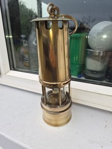 old  large  brass  miners lamp