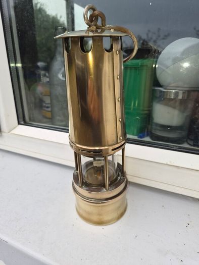 old  large  brass  miners lamp
