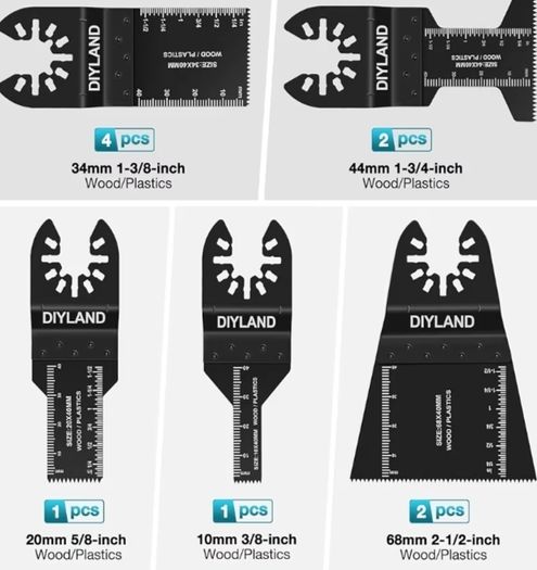 13PCS Multi Tool Blade Set, Universal Oscillating Saw Blades, Oscillating Tool Accessories for Wood Plastics Cutting, Multitool Blades Compatible with Makita, Milwaukee, Dremel, Ryobi and More