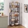 NEW SALE | 6 Tier Bookshelf, Standing Bookcase with 2 X-shape Strips,Metal Mesh Side Panels, 8 S-shaped Hooks, Industrial Storage Rack for Office, Living Room Image 6