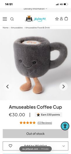 New JELLYCAT Amuseable Coffee Cup