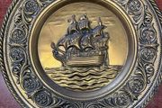 Vintage decorate brass sailing ship