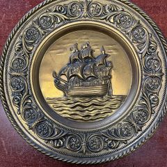 Vintage decorate brass sailing ship