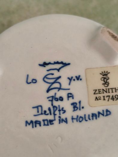 DELFT Small Teapot & Warmer Stand Zenith A 1749 760A Blue Floral RARE Vtg