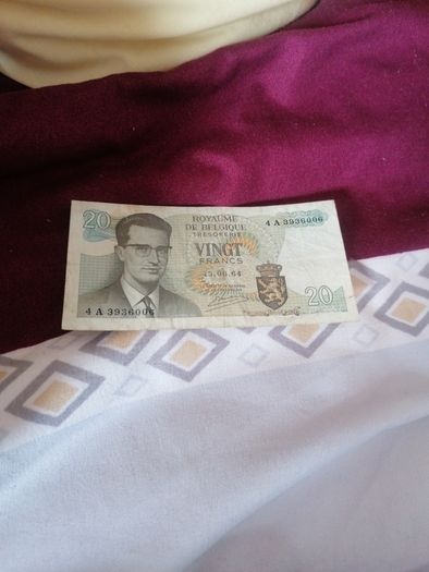 1964 Belgium 20 Francs Banknote