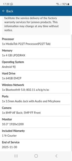 lenovo Tab M10 FHD Plus  tablet + charging station