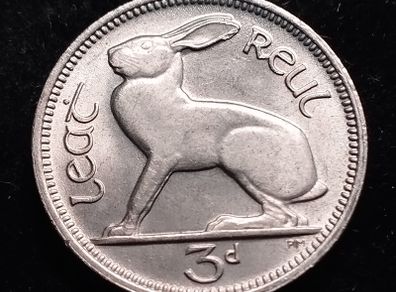 Ireland - 1967 - 3 Pence - Hare - KM.12a - UNC - [706]
