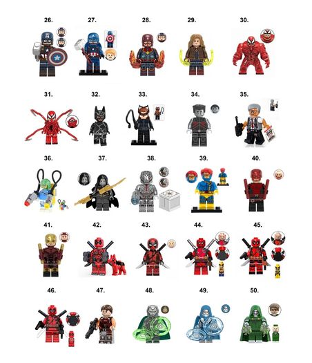 Marvel DC Super Hero Minifigures Lego Compatible (A-D)