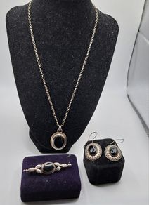 Black onyx sterling silver set
