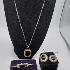 Black onyx sterling silver set