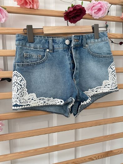 shorts miss selfridge size 10 denim shorts with lace detail button opening