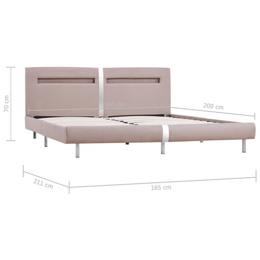 Bed Frame with LED Cappuccino Faux Leather 150x200 cm