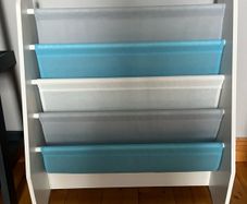 Kids Wooden and Fabric Sling Bookcase Woodland Night Sky Theme