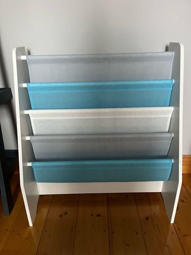 Kids Wooden and Fabric Sling Bookcase Woodland Night Sky Theme