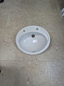 Bathroom Fine China Porcelain sink with double tap configuration