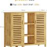 2-in-1 Modular Bamboo Bathroom Storage Cabinet | 3-Tier Open & Enclosed Shelving (2 Doors) Free-Standing Organizer for Bathroom, Kitchen, Living Room (100x33x87cm) Image 2