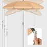 1.6 m Parasol, Beach Umbrella, UPF 50+, Sun Protection, Portable Octagonal Polyester Canopy, Fibreglass Ribs, Tilt Mechanism, Carry Bag, for Beach Garden Balcony Pool, Taupe MULTIPLE COLOURS AVAILABLE (FREE POSTAGE) Image 8