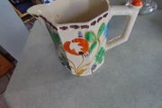 RARE Vintage Antique Large water pitcher jug 1930s Art Deco John Maddock &amp; Sons Royal Ivory 'Sunset Ware' Hand Painted Floral jug.