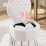 White Dressing Table Chair, Sherpa Fleece Vanity Chair with Stroage Space and Metal Legs, Makeup Vanity Stool with Pillow & Foldable Backrest, Accent Chairs for Bedroom Makeup Image 7