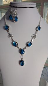 Blue Topaz Necklace & Earrings Set