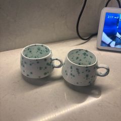 2 Speckled coffee cups bought in Greece