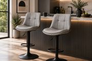 Set of 2 Adjustable Swivel Bar Stools  Faux Leather Kitchen Breakfast Bar Chairs