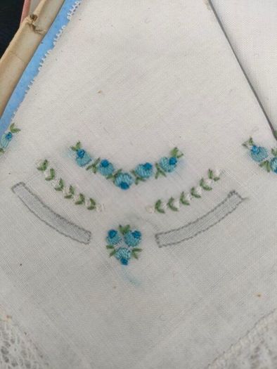 A Pair of Boxed Mid Century Estonia Opal Laced Hankerchiefs