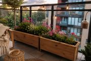 2 wooden planters 106x30x H 40 cm
