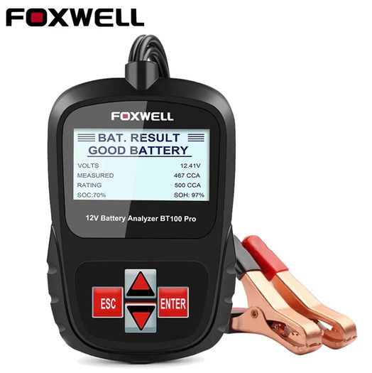 FOXWELL BT100 PRO 6V 12V Car Battery Tester For Flooded AGM GEL 100 to 1100CCA 200AH Battery Health Analyzer Diagnostic Tool