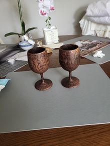 Pair of handcarved goblets