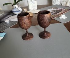 Pair of handcarved goblets