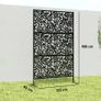 Decorative Outdoor Privacy Panel Garden Claustra 3 Panels Floral Pattern Steel 122 x 45 x 198 cm Black Image 3