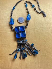 Vintage blue glass necklace