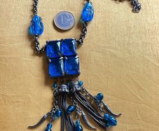 Vintage blue glass necklace